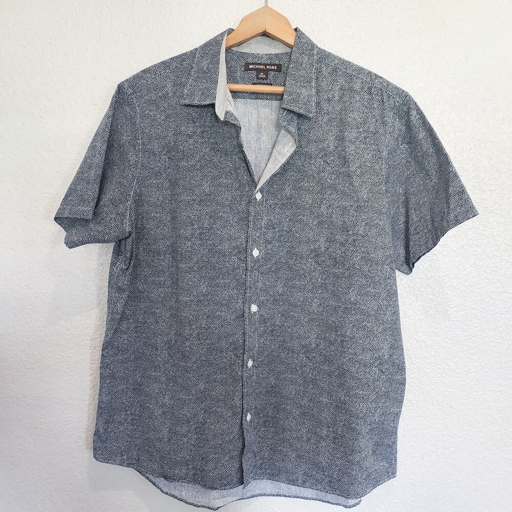 Michael Kors Short Sleeve Button Down Polka Dot Size XL